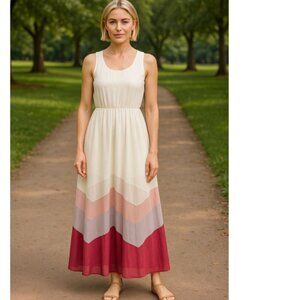 XTaren ivory purple chevron long maxi dress